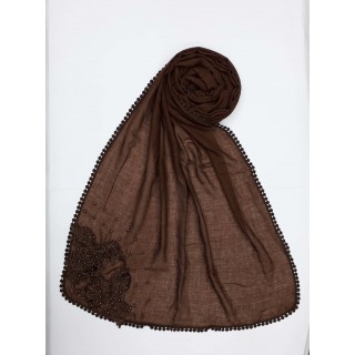 Designer Diamond Studded Women's Stole-Chocolate Brown